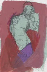 Skissebok 15, 2024 (tempera-maling, kull på papir)