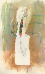 Skissebok 1, 2024 (tempera-maling, collage, fargestift på papir)