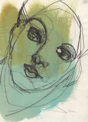 Skissebok 20, 2024 (tempera-maling, blekk, kull på papir)