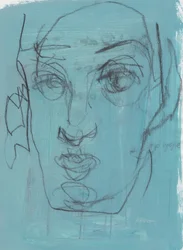Skissebok 5, 2024 (tempera-maling, kull, blyant på papir)