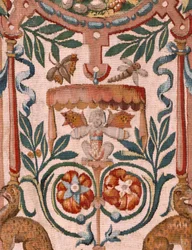Bispedømmemuseum (Bispedømmemuseum). flamsk billedvev. Brussel. François Geubels verksted. Serien Historien om Gideon. Israelittene overlater sin del av byttet til Gideon. Silke og ull. Legat av Bisho