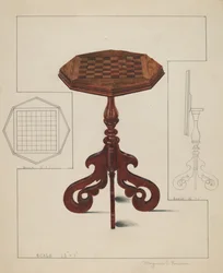Sjakkbrett, vippet bord, ca. 1936.