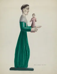 Utskåret og malt tre Santo (St. Joseph)