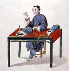 A Woman Making Stockings, plate 3 fra 