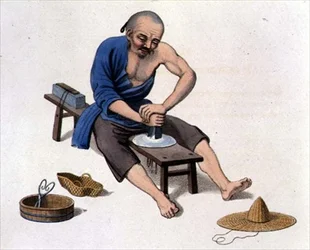 An Old Man Polishing Crystals, plate 55 fra 