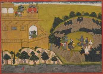 Rama Releases the Demon Spies Shuka and Sarana: Folio fra Siege of Lanka-serien, ca.1725.