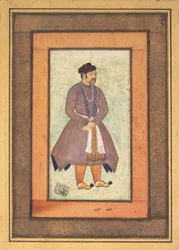 Portrett av Akbar den store 1542-1605, Mughal-keiseren, andre halvdel av 1500-tallet.