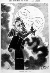 Cartoon of the Eiffel Engineer av Luque - The Cartoon of 19/03/1887¿