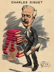Omslag til The Men of Today, nummer 393, illustrasjon av Manuel Luque (1854-1919): Litterature, Lyre - Diget Charles (1836-1909)