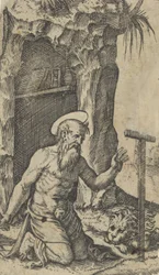 Saint Jerome kneler foran et krusifiks, fra serien 