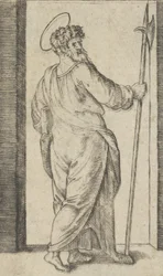 Saint Jude, med en hellebard i høyre hånd, fra serien 