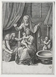 Jomfruen og vuggen med den hellige Elisabeth og den hellige Anne, 1520.