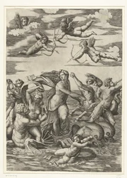 Triomf van Galatea møtte tritons i nereïden in putti