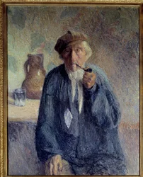 Portrett av en gammel bonde som røyker pipe Maleri av Marcel Couchaux (1877-1939) 20. århundre Søn. 0,92x0,73 m Rouen, Musee des Beaux Arts OBS! Bruk av dette verket kan være underlagt en tredjeparts autorisasjonsforespørsel eller tilleggsgebyrer