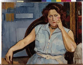 Portrett av sittende kvinne Maleri av Marcel Leprin (1891-1933) 20. århundre Obligatorisk omtale: Samlingsstiftelsen hilsen Provence, Marseille