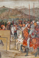 Detalj av besøket til Christian I av Danmark til Bartolomeo Colleoni, æreshallen
