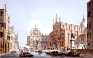 SS-kirken. Giovanni og Paolo og S. Marco, Venezia, gravert av Brizeghel (litho)