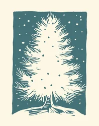 Hvitt juletre, 2023 (linoleum på papir)