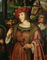 Charles Vth (1500-1558) av Spania (olje på panel, detalj)