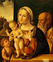 Hellig samtale, av Marco Palmezzano (ca 1459-1539), 52x61 cm