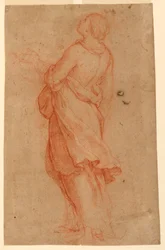 Tegning, En ung kvinne (St. Maria Magdalena under korset), 1550–75