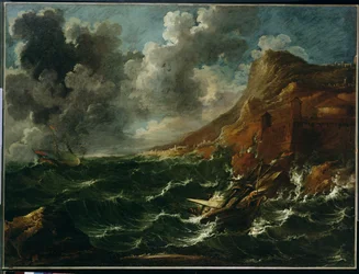 Ships in a Gale, ca. 1705-08 (olje på lerret)