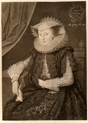 Mary Sidney, grevinne av Pembroke, fra James I og VI, trykt av Manzi Joyant & Co. Paris, 1904 (kollotype)