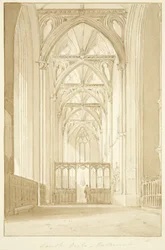South Isle of Bristol Cathedral (blyant og akvarell på papir)