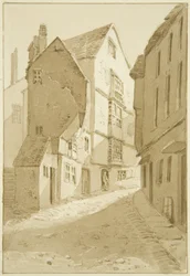 Steep Street (blyant og akvarell på papir)