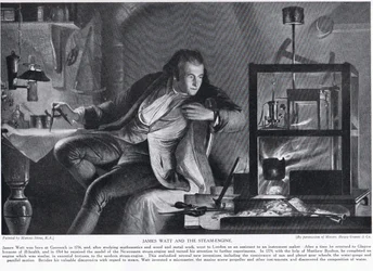 James Watt og dampmaskinen, illustrasjon fra «Hutchinson