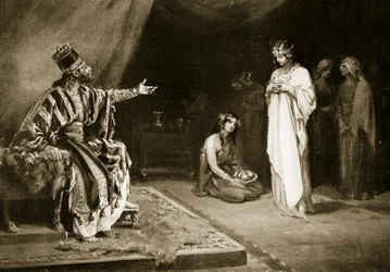 Ekteskapet mellom den assyrske prinsessen og Kara-Indash, kongen av Babylon, illustrasjon fra Hutchinsons #39;History of the Nations#39; (lito)