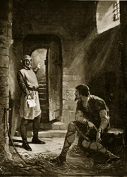 Stephen mottar ordren om løslatelse, illustrasjon fra «Hutchinsons historie om den britiske nasjonen», ca. 1920 (lito)