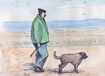 Turgåing med hunden - 06 (penn og akvarell)