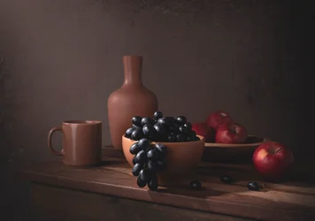 Stilleben med stemningsfulle frukter
