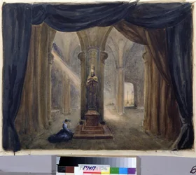 Dekor forberedende for operaen «Pierres gjest», av Alexandre Dargomyjski (1813–1869)