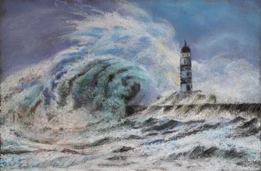 Stormfullt hav, 2020 (pastell)
