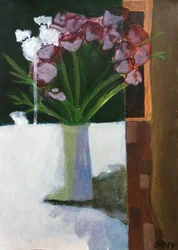 Stilleben med blomster Bordeaux, 2019 (akryl og akvarell på papir)