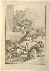 Tegning, studie av en helgen under en pest, ca. 1790