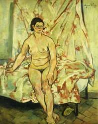 Sittende akt på kanten av en seng, 1929