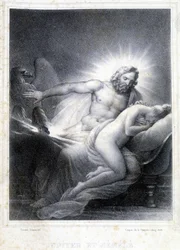 Jupiter og Semele. Litografi av Coupon de Couprie i 1826.