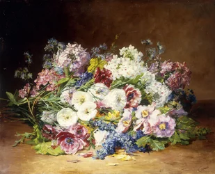 En fantastisk bukett med assorterte blomster, ca. 1861