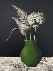 Grønn vase med pampashortensia