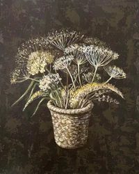 Rustikk kurv med villblomster