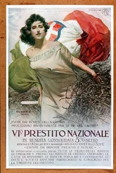 Italiensk allegorisk illustrasjon om det nasjonale lånet, ca. 1918