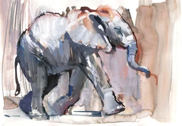 Babyelefant, 2012 (blandet media på papir)