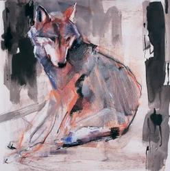 Sitting Wolf, 2000 (blandet media på papir)