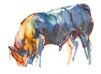 Sommersolnedgang, 2010, (akvarell og gouache på papir)