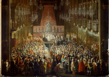 Bryllupsseremoni til prinsesse Isabella av Parma med keiser Joseph II, 06.10.1760. Detalj (maleri)