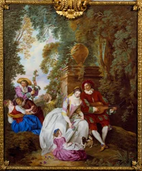 Pastoralt ritual. Sentral ventil i kommoden laget av Carlin Martin til grevinnen av Barry (Jeanne Becu, grevinne (eller madame) av Barry