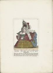 De Franse dwerg Madame Palatinelle, ca. 1710 Madame Palatinelle, i de store galla-panserne, mantille og cul de Paris pimpet opp (tittel på objekt) Il callotto resurcitato eller nyinnredet midtseksjonsskap (serietittel)